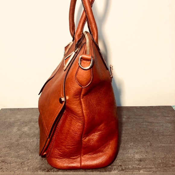 Large Satchel / Shoulder Bag Purse Cognac Brown - Picture 3 of 8